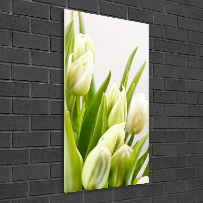 Bild auf Acrylglas vertikal Weiße Tulpen