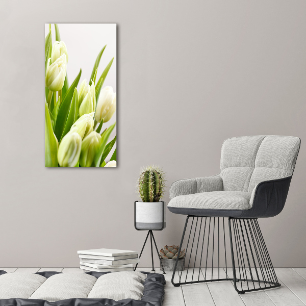 Bild auf Acrylglas vertikal Weiße Tulpen