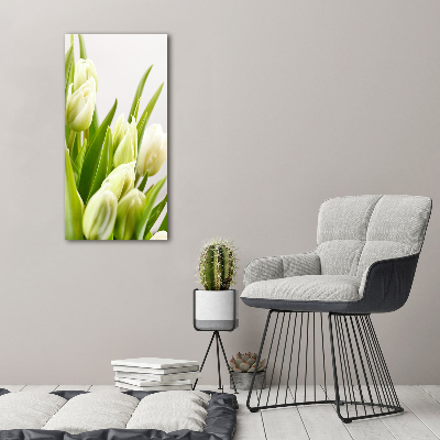 Bild auf Acrylglas vertikal Weiße Tulpen