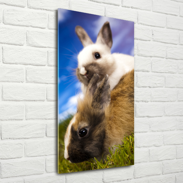 Modernes Acrylbild vertikal Zwei Kaninchen