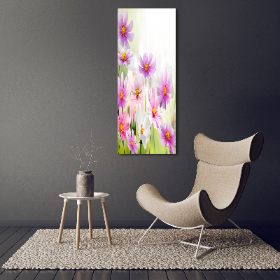 Modernes Acrylbild vertikal Wildblumen