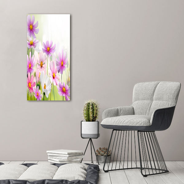Modernes Acrylbild vertikal Wildblumen