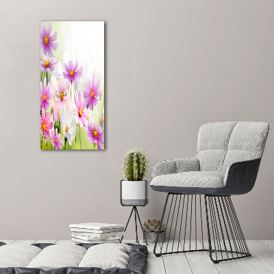 Modernes Acrylbild vertikal Wildblumen