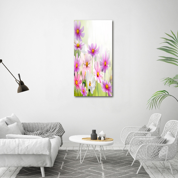 Modernes Acrylbild vertikal Wildblumen