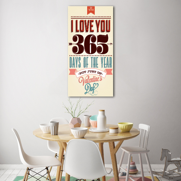 Modernes Acrylbild vertikal Valentinstag