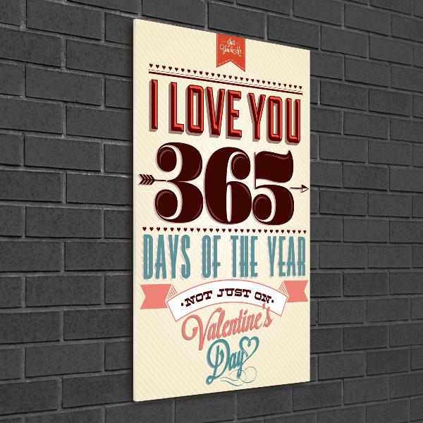 Modernes Acrylbild vertikal Valentinstag