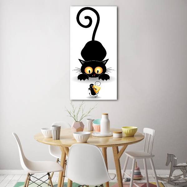 Acrylbild vertikal Katz und Maus