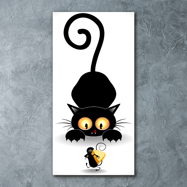 Acrylbild vertikal Katz und Maus