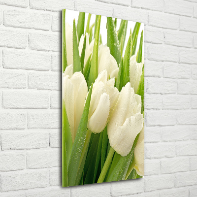 Bild auf Acrylglas vertikal Weiße Tulpen
