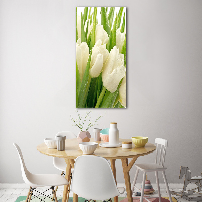 Bild auf Acrylglas vertikal Weiße Tulpen
