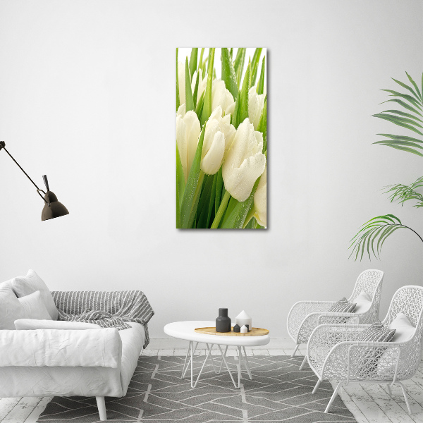 Bild auf Acrylglas vertikal Weiße Tulpen