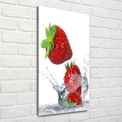 Acrylbild vertikal Erdbeeren