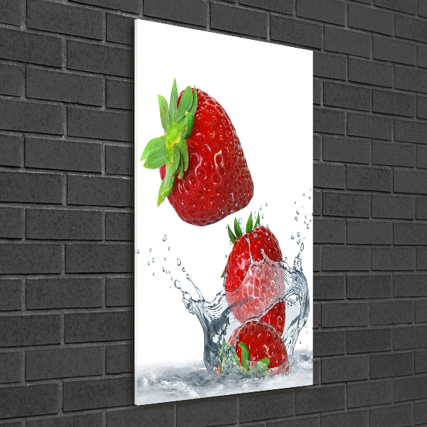 Acrylbild vertikal Erdbeeren