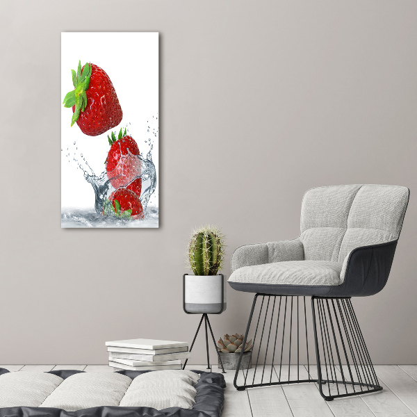 Acrylbild vertikal Erdbeeren
