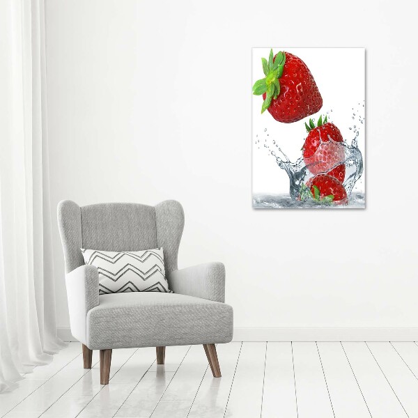 Acrylbild vertikal Erdbeeren