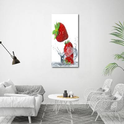 Acrylbild vertikal Erdbeeren