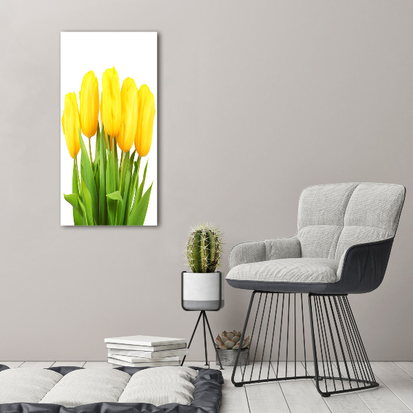 Modernes Acrylbild vertikal Gelbe Tulpen
