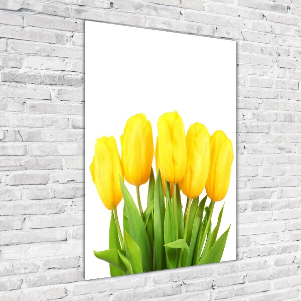 Modernes Acrylbild vertikal Gelbe Tulpen
