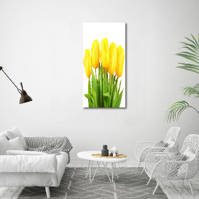 Modernes Acrylbild vertikal Gelbe Tulpen