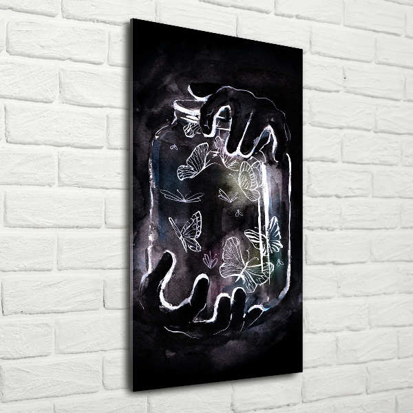 Bild auf Acrylglas vertikal Schmetterlinge im Glas