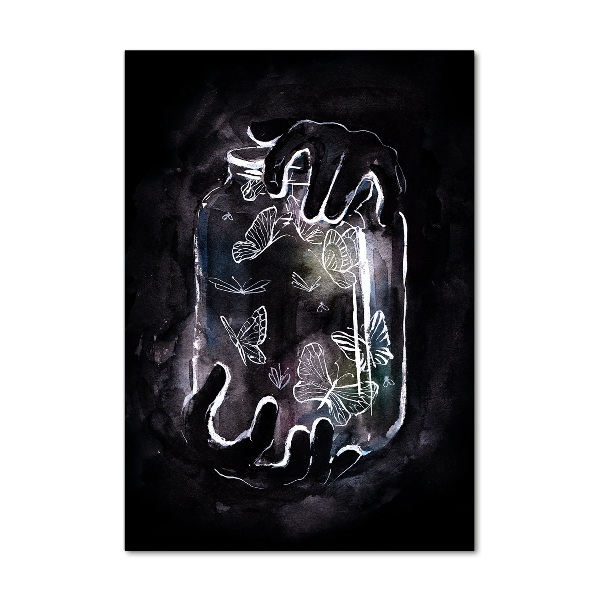 Bild auf Acrylglas vertikal Schmetterlinge im Glas