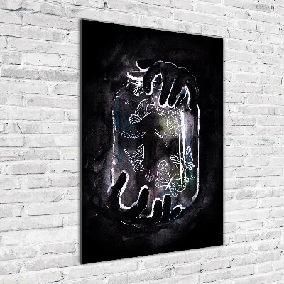 Bild auf Acrylglas vertikal Schmetterlinge im Glas