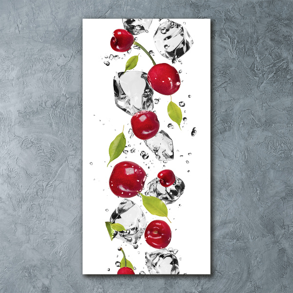 Acrylbild vertikal Kirschen und Wasser