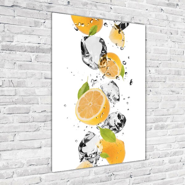 Modernes Acrylbild vertikal Zitronen und Wasser