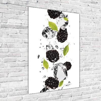 Bild auf Acrylglas vertikal Brombeeren und Wasser