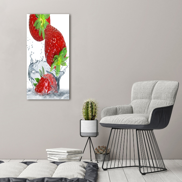 Acrylbild vertikal Erdbeeren
