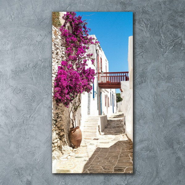 Modernes Acrylbild vertikal Griechische Straßen
