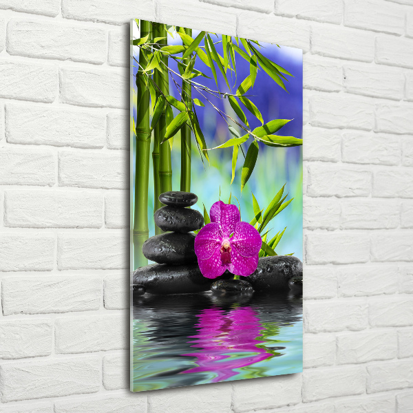 Bild auf Acrylglas vertikal Orchidee und Bambus