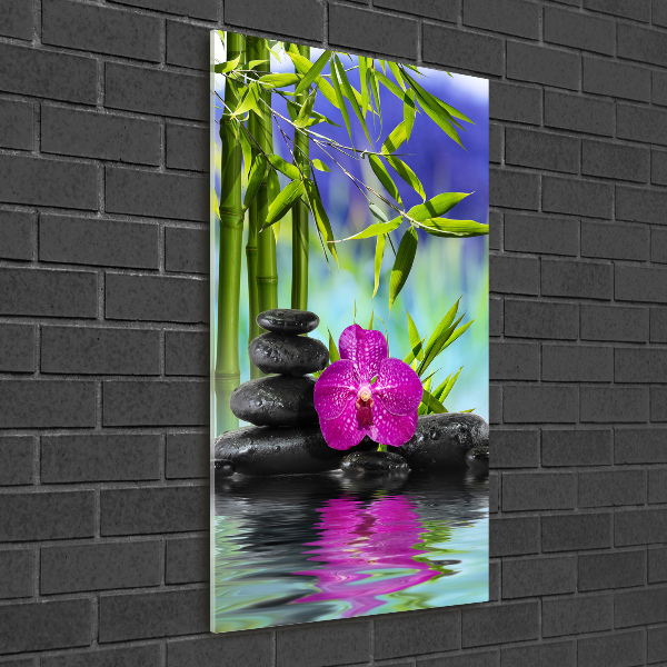 Bild auf Acrylglas vertikal Orchidee und Bambus