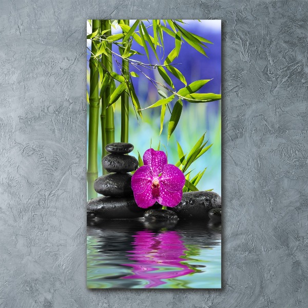 Bild auf Acrylglas vertikal Orchidee und Bambus