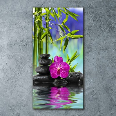 Bild auf Acrylglas vertikal Orchidee und Bambus