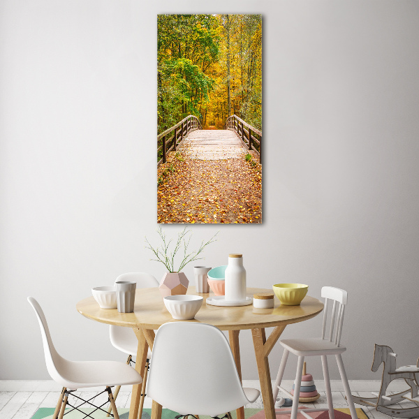Modernes Acrylbild vertikal Wald im Herbst