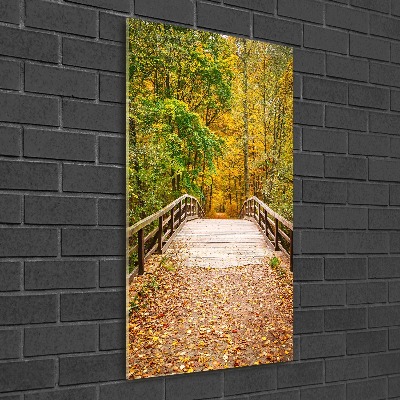 Modernes Acrylbild vertikal Wald im Herbst