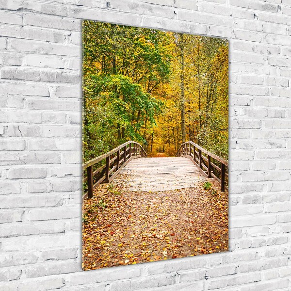 Modernes Acrylbild vertikal Wald im Herbst
