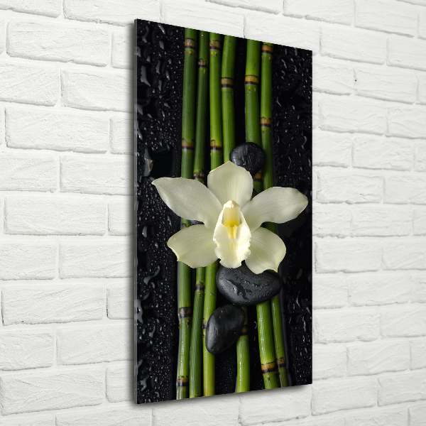 Acrylbild vertikal Orchidee und Bambus