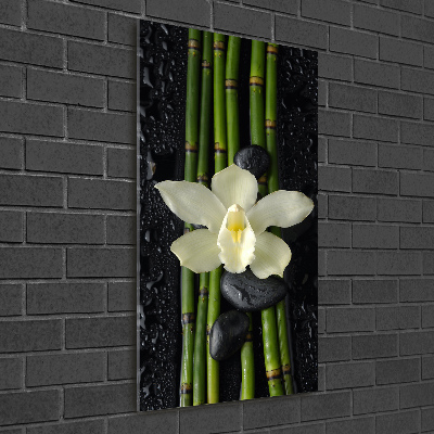 Acrylbild vertikal Orchidee und Bambus