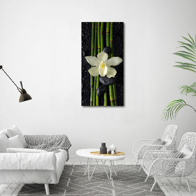 Acrylbild vertikal Orchidee und Bambus