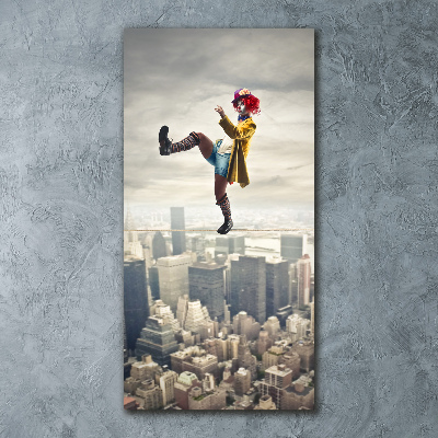 Modernes Acrylbild vertikal Clown auf dem Seil