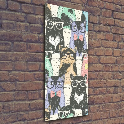 Acrylbild vertikal Katzen mit Brille