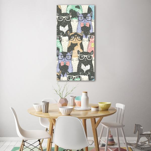 Acrylbild vertikal Katzen mit Brille