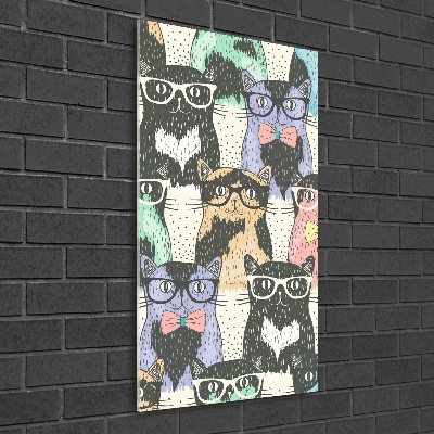 Acrylbild vertikal Katzen mit Brille