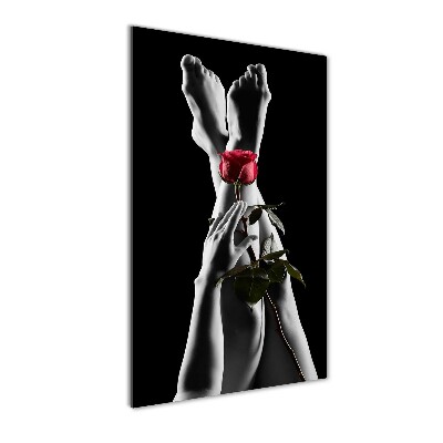 Modernes Acrylbild vertikal Rose und Füße