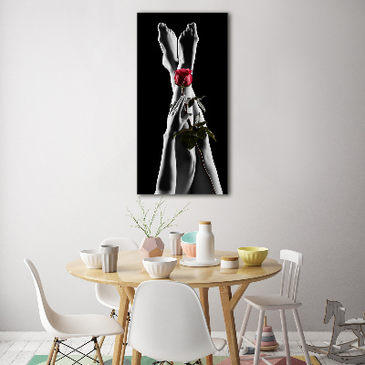 Modernes Acrylbild vertikal Rose und Füße