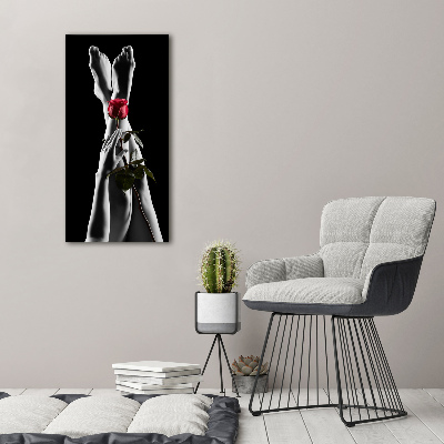 Modernes Acrylbild vertikal Rose und Füße