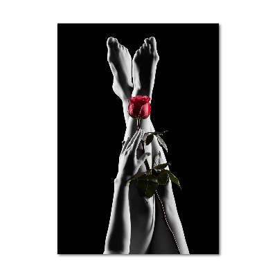 Modernes Acrylbild vertikal Rose und Füße