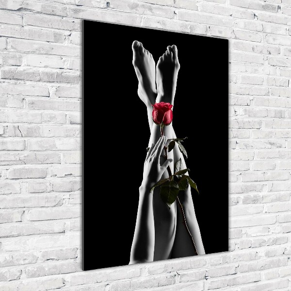 Modernes Acrylbild vertikal Rose und Füße